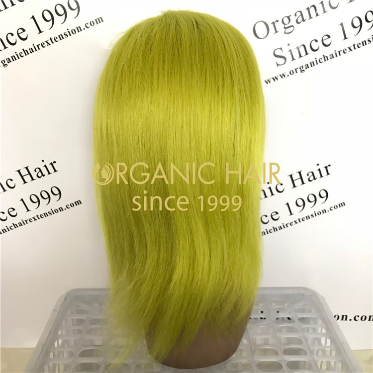 Green hair 100% remy hair virgin hair  glueless full lace wigs at wholesale price in Chinese factory A49